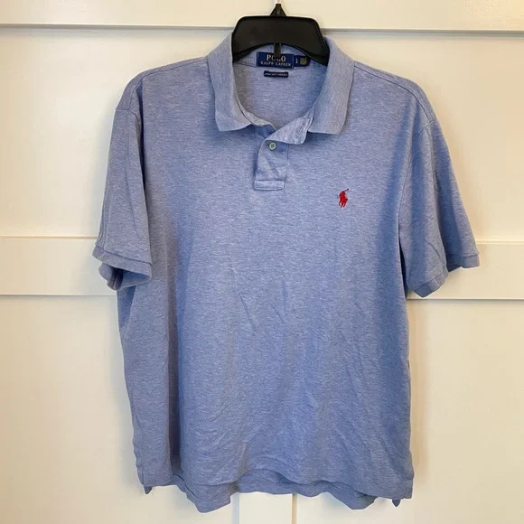 Polo Ralph Lauren Men's Light Blue Heather‎ Pima Soft Touch - Size L - EUC