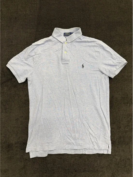 Polo Ralph Lauren Custom Slim Fit Light Blue Cotton Polo Shirt Medium