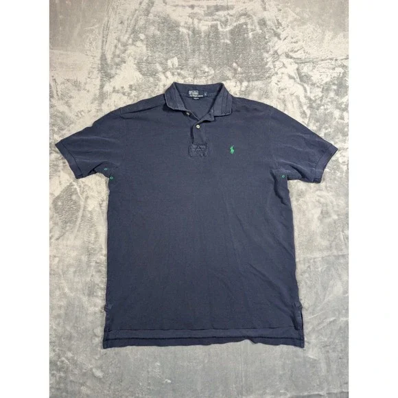Vintage Polo Ralph Lauren Vented Rugby Short Sleeve Polo Shirt Mens Blue Sz L