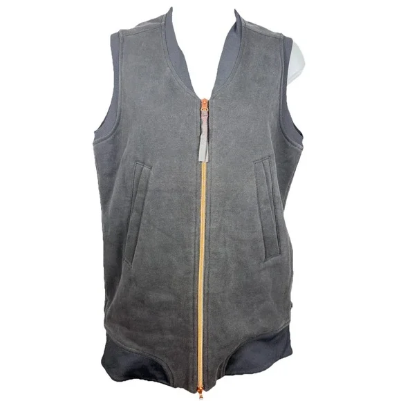 Lululemon‎ Departure Vest Black Fleece Full Copper Zip WOMEN SZ 8 Leopard Lined
