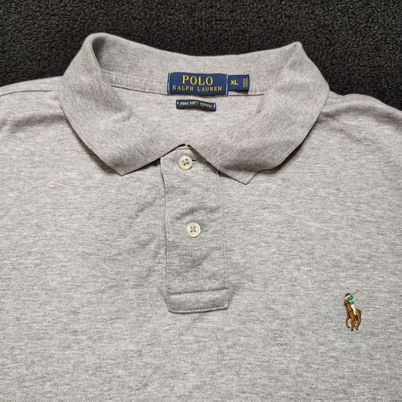 Polo Ralph Lauren Gray Pima Soft Touch Polo Cotton Shirt Mens Size XL