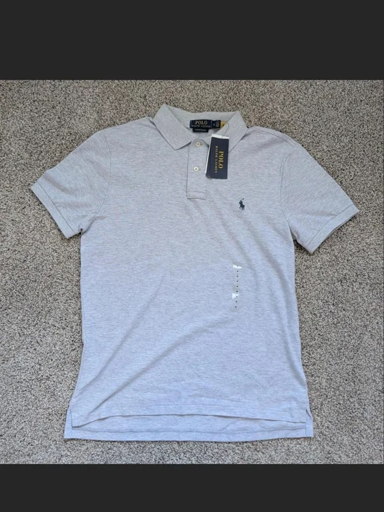 Ralph Lauren Light Gray Polo Shirt with Navy Pony