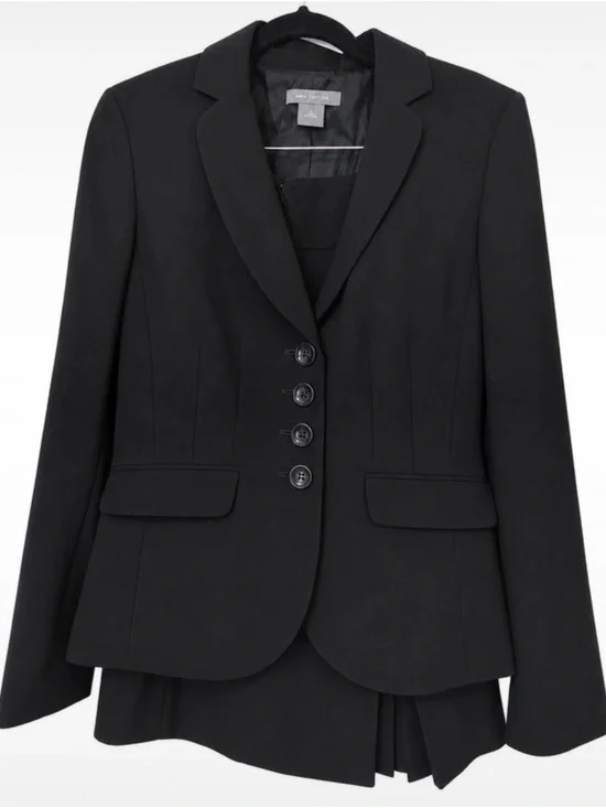 Ann Taylor Black Structured Four-Button Blazer