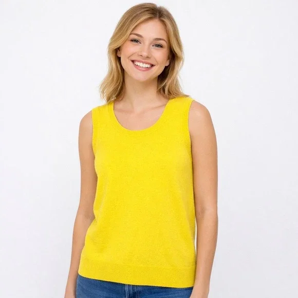 Talbots Womens‎ Dandelion Yellow 100% Cashmere Sleeveless V-Neck Sweater Vest L