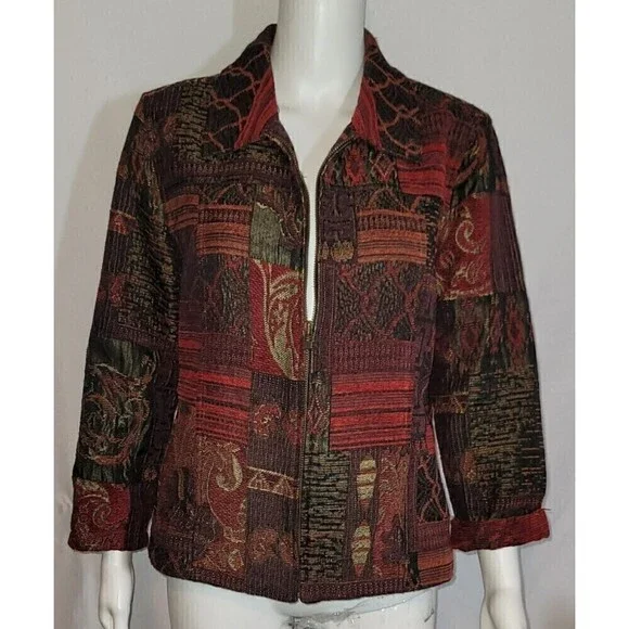 Christopher Banks Tapestry Zip Blazer Jacket - Size M