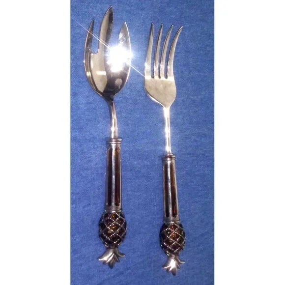 Serving Spoon Set PINEAPPLE design Silver Plated 2 Pc INTERNATIONAL SILVER CO