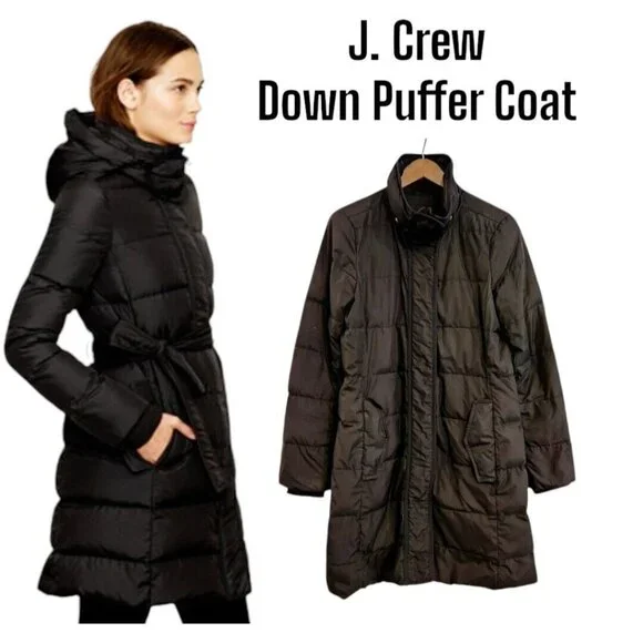 J. CREW Down Puffer‎ Winter Coat Parka MSRP $298 Size Small Black