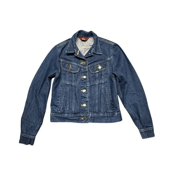 VTG‎ Ms Lee Denim Jean Trucker Jacket Womens Small Made In USA 80's Western Blue