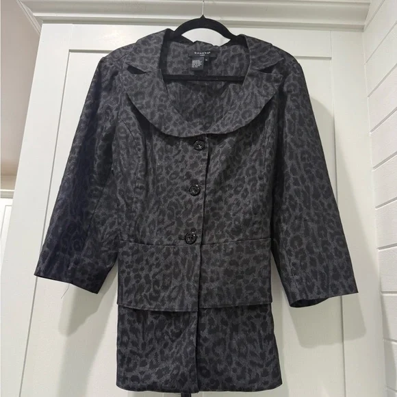 Sandro Women Black Animal Print‎ Jacket Size 1X