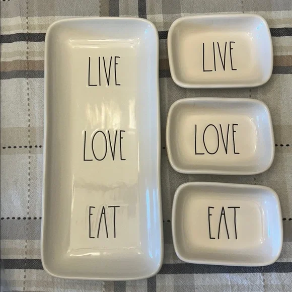 Rae Dunn Live, Love, Eat tray w/ 3 smaller trays