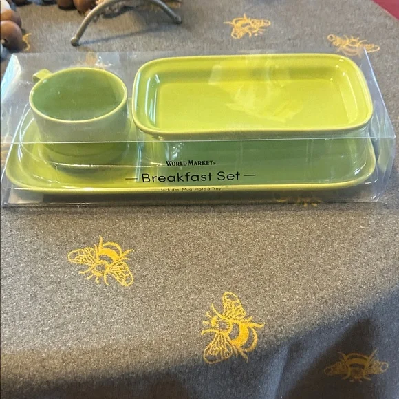 world market breakfast set mug, plate, tray