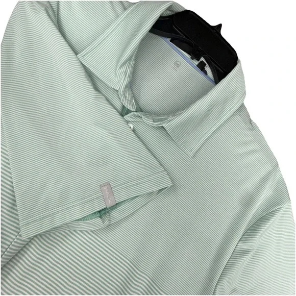 RLX Ralph Lauren Polo Shirt Mens Green Stripe Golf Performance Stretch Large‎