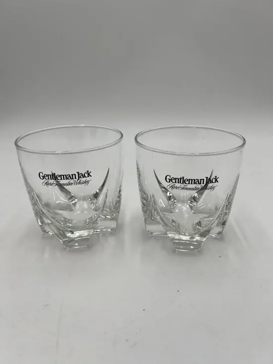 Pair Gentleman Jack Rare Tennessee Whiskey Heavy Rocks Glasses Barware