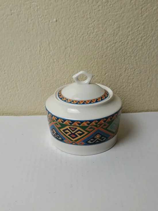 La Brea Replacement -Trinket Sugar Jar  Multicolor Geometric - Discontinued