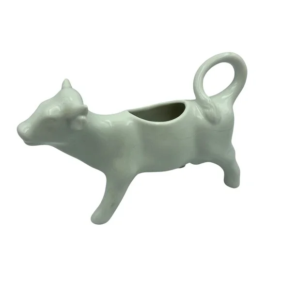 Vintage OMC White Ceramic Cow Creamer Farmhouse Style Porcelain Milk Pitcher