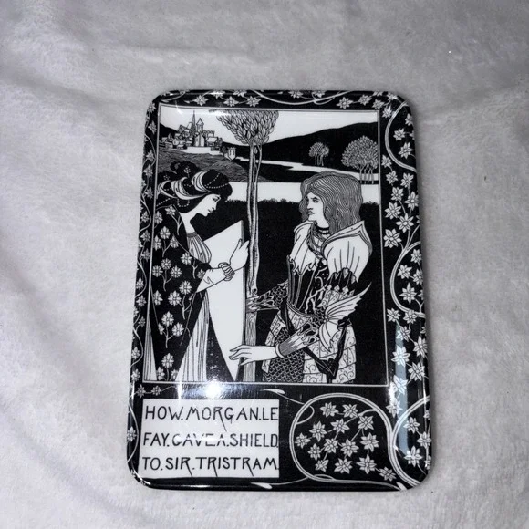 Vintage 70s Aubrey Beardsley Trinket Tray Illustrative  Melamine Mebel Italy EUC