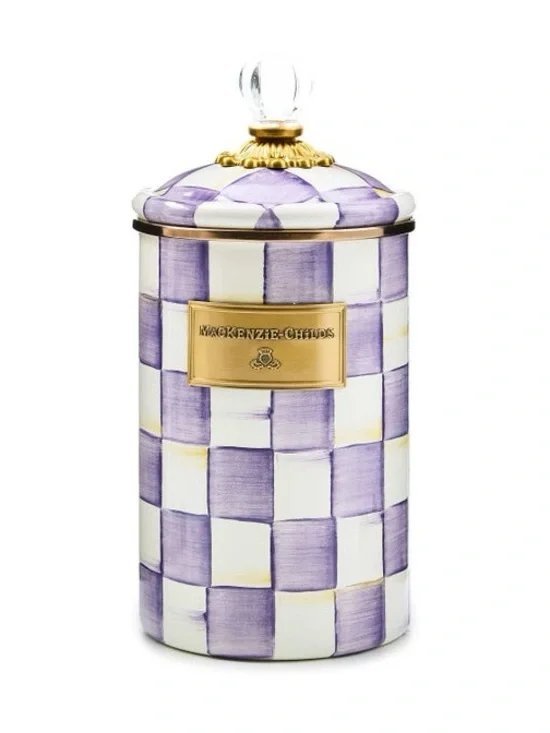 MacKenzy-Childs Violet Check Large Canister