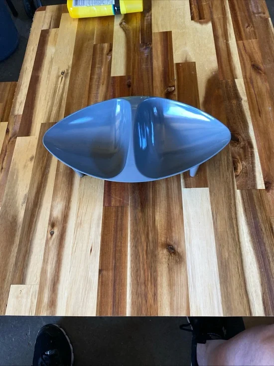 MCM Gray Melamine Divided 2-Compartment Oval Serving Bowl 11.6