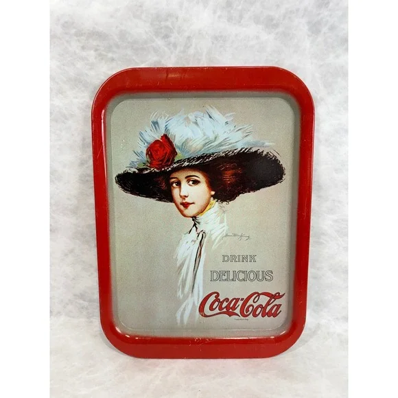 Vintage Coca-Cola Metal Serving Tray Hamilton King Girl Red Tin Sign‎ 13x10