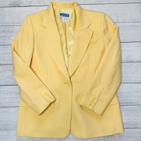 Pendleton Vintage Yellow Wool‎ Blazer Jacket  Sinfle Button Size 10 Petite