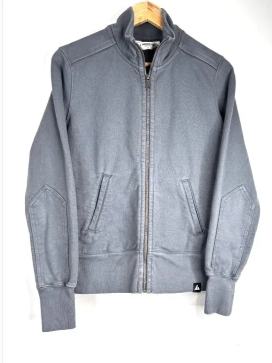 American Giant Womens Moto Full Zip Track Jacket Medium M Iron Grey Heavyweight