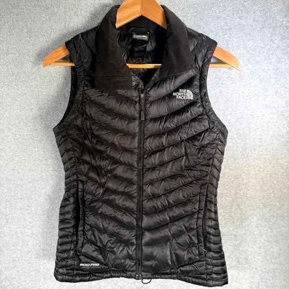 The North Face Goose Down 800 Pro Puffer Vest Womens XS Black Full‎ Zip Collared