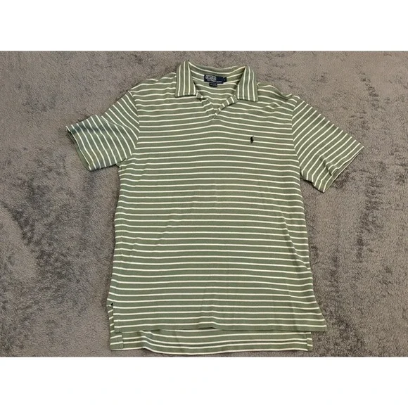 VTG Polo by Ralph Lauren Polo Shirt Mens Large Green Striped Pony Golf Preppy