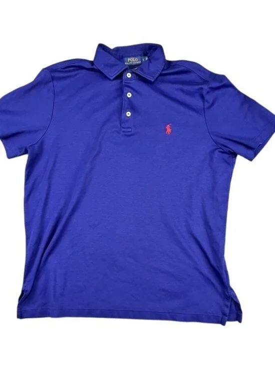Polo Ralph Lauren Mens Large Polo Shirt Blue Red Horse Logo