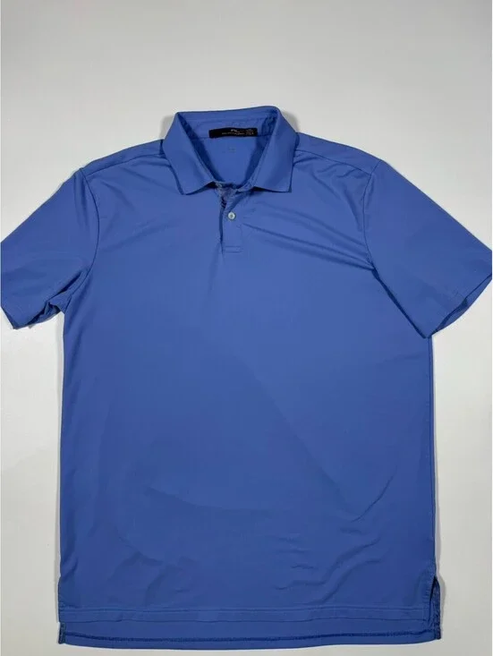 RLX Ralph Lauren Polo Shirt Mens L Blue Stretch Performance Golf Solid