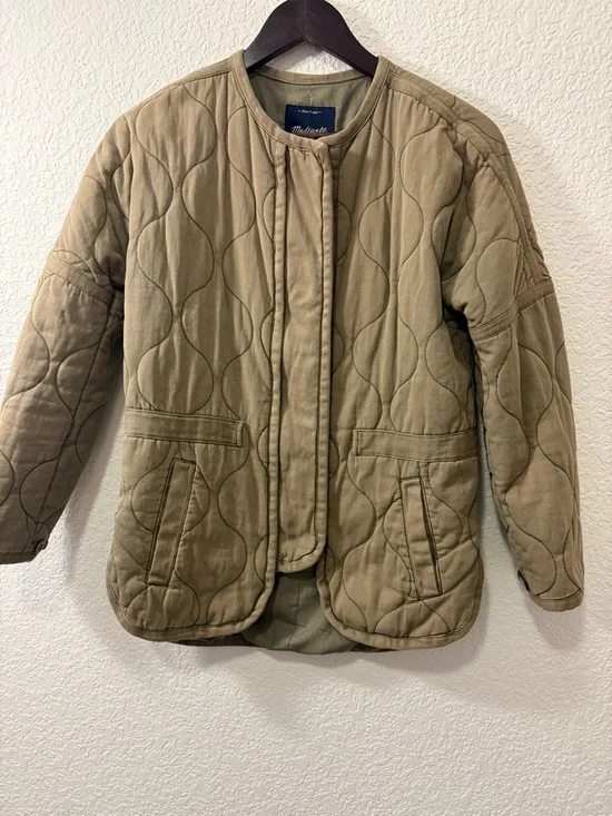 Madewell Quilted Jacket‎ in Olive Green