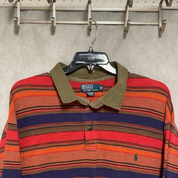VTG Polo Ralph Lauren Polo Shirt Men 3XLT Western Aztec Textured Jersey Knit 90s