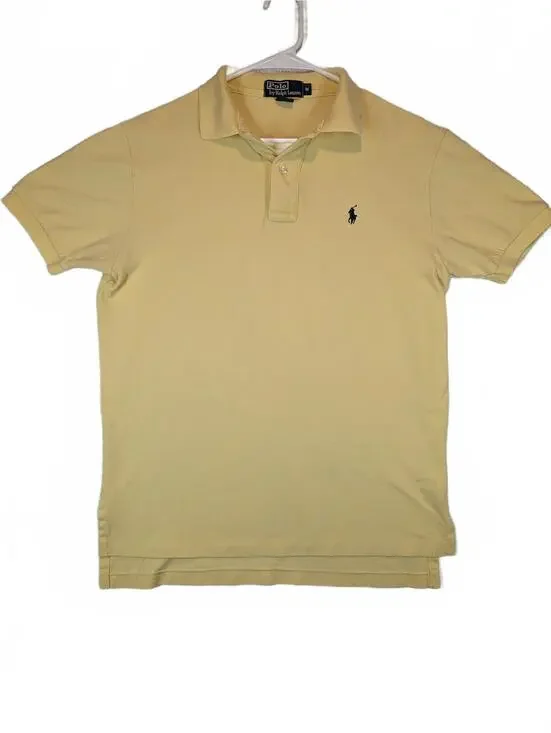 Polo Ralph Lauren Mesh Polo Shirt Pony Logo Yellow Short Sleeve Mens Medium