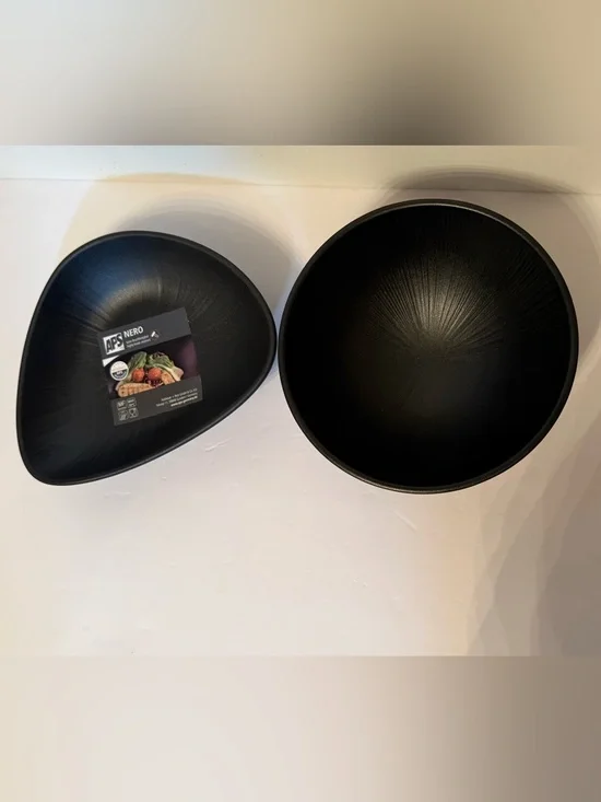 APS GERMANY NEW 2 BOWLS SERVEWARE NERO BLACK MELAMINE HOME DINING