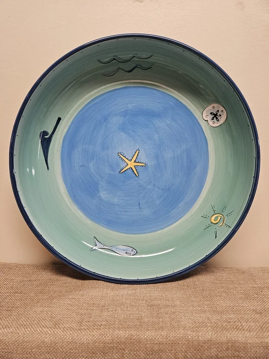 Large Sea Life Ceramic Pasta Serving Bowl