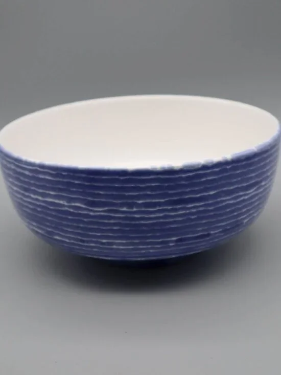 Viva Vietri Santorini Mosaic Blue Stripe Medium Footed Serving Bowl 8