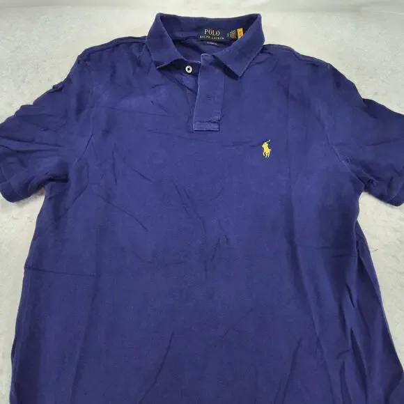 Polo Ralph Lauren Classic Fit Collared Polo Shirt Mens Size Small S Blue Yellow