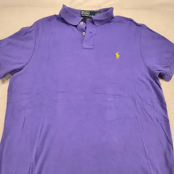 Polo by Ralph Lauren Short Sleeve Collared Polo Shirt Mens Size Medium M Purple