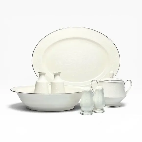 Noritake “Chandon, Platinum” 5-Piece Bone China Dinnerware Hostess Set