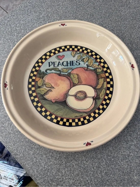 Cream Ceramic Peaches Serving Bowl
