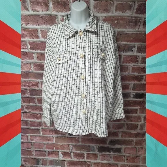 Andree by Unit Button Down Shirt‎ | Women’s Medium | Black & White Collared