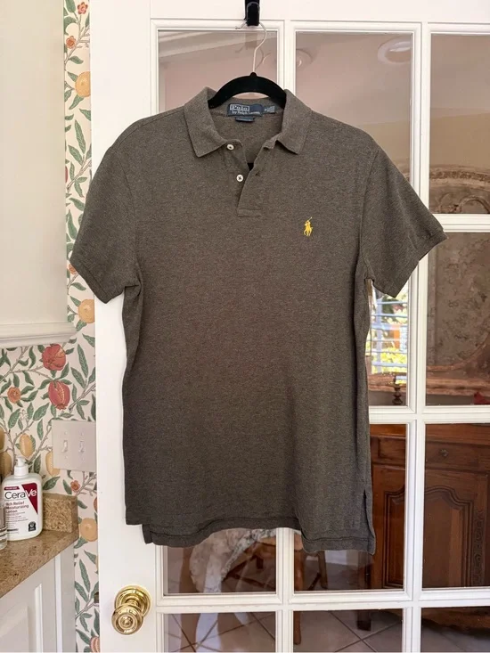 Ralph Lauren Olive Green Short-Sleeve Polo with Yellow Logo