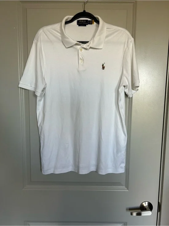 Ralph Lauren Polo Men's White Soft Touch Cotton Classic Fit Polo Shirt