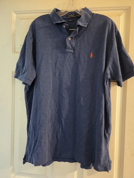 Ralph Lauren Blue Short-Sleeve Polo with Orange Pony