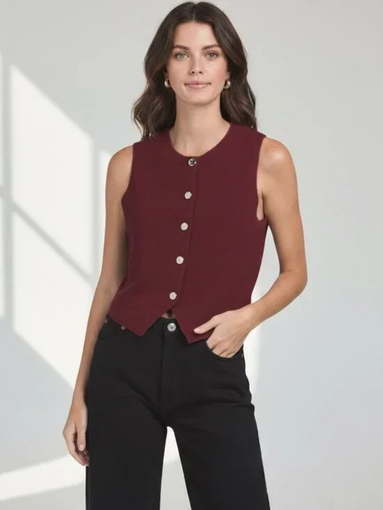 RACHEL ZOE Sleeveless Crew Neck Sweater Vest