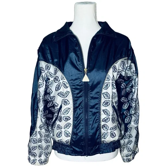 Wilson Size Small Vintage Windbreaker‎ Leaves Leaf Bomber Jacket Coat Full Zip