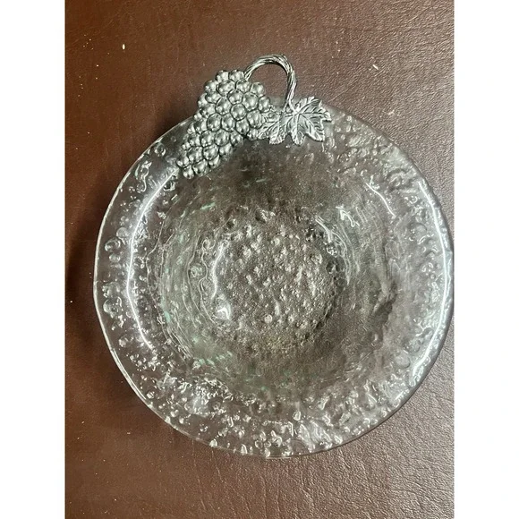 Hospitality‎ & Abundance Serve Bowls Grape Silver Trim Rippled Glass