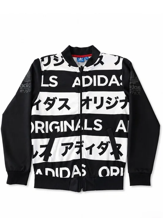 Adidas Originals | Japanese Script | Bomber Jacket | Black & White | XS