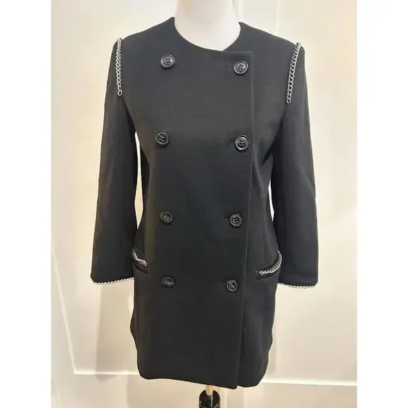 Malene Birger Black Wool Cashmere Double Breasted Coat Size EU 36 US 6 Quiet Lux