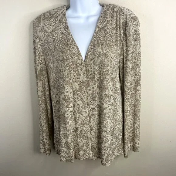 Alex Evenings Formal‎ Jacket 14 Petite Champagne Liquid Knit Wedding Sparkle
