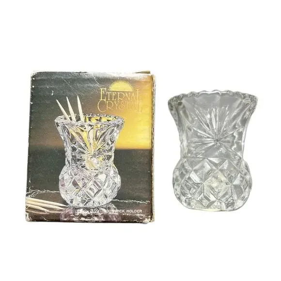 Vintage‎ Eternal Crystal Toothpick Holder in Original Box 24% Lead Crystal